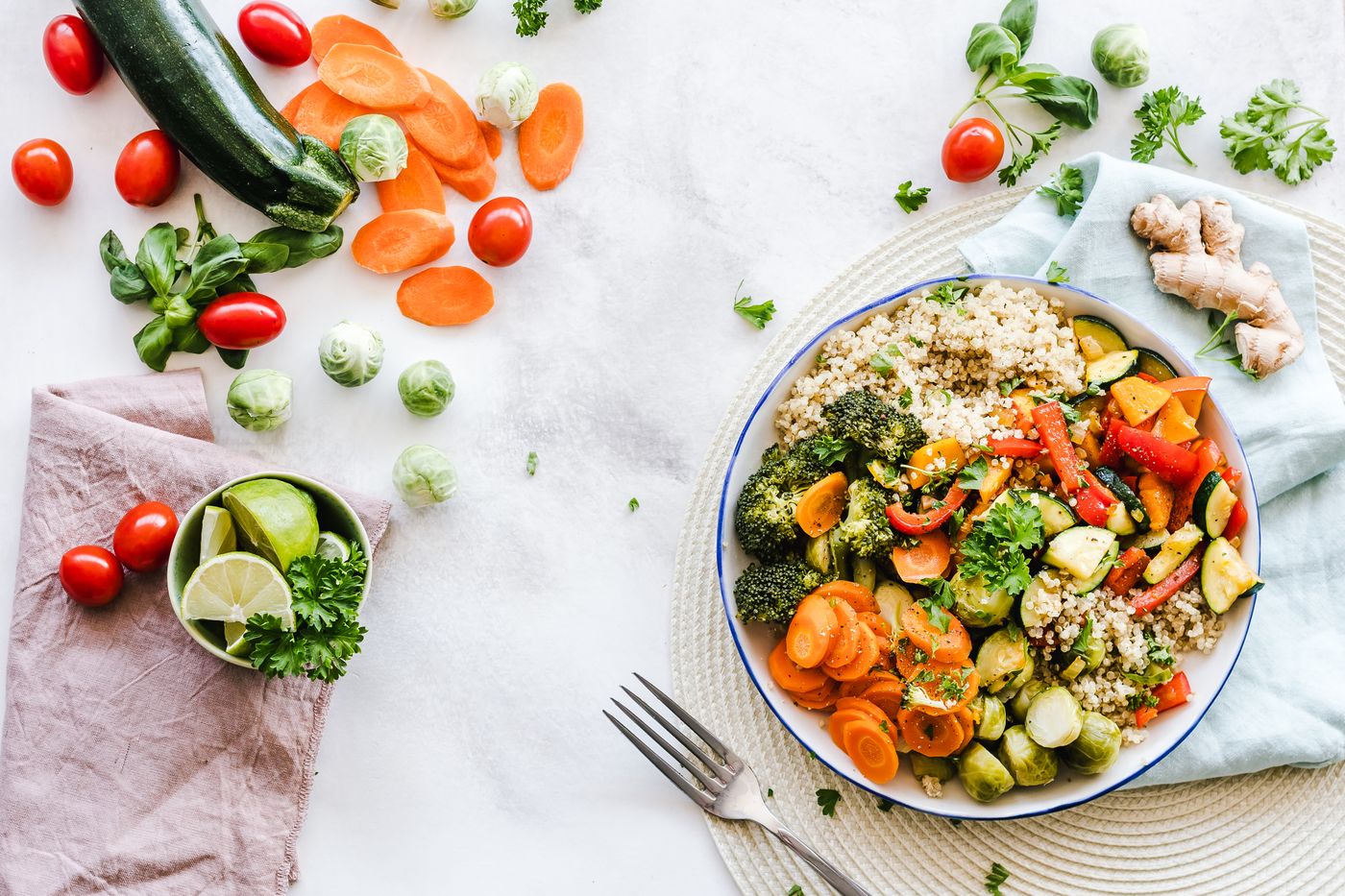 A shared meal of colourful, fresh food